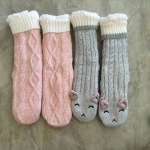 NWOT Fuzzy Knit Slipper Socks